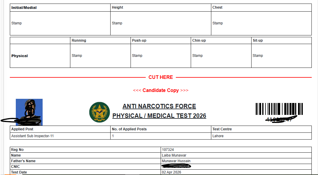 ANF Physical and Medical Test 2026