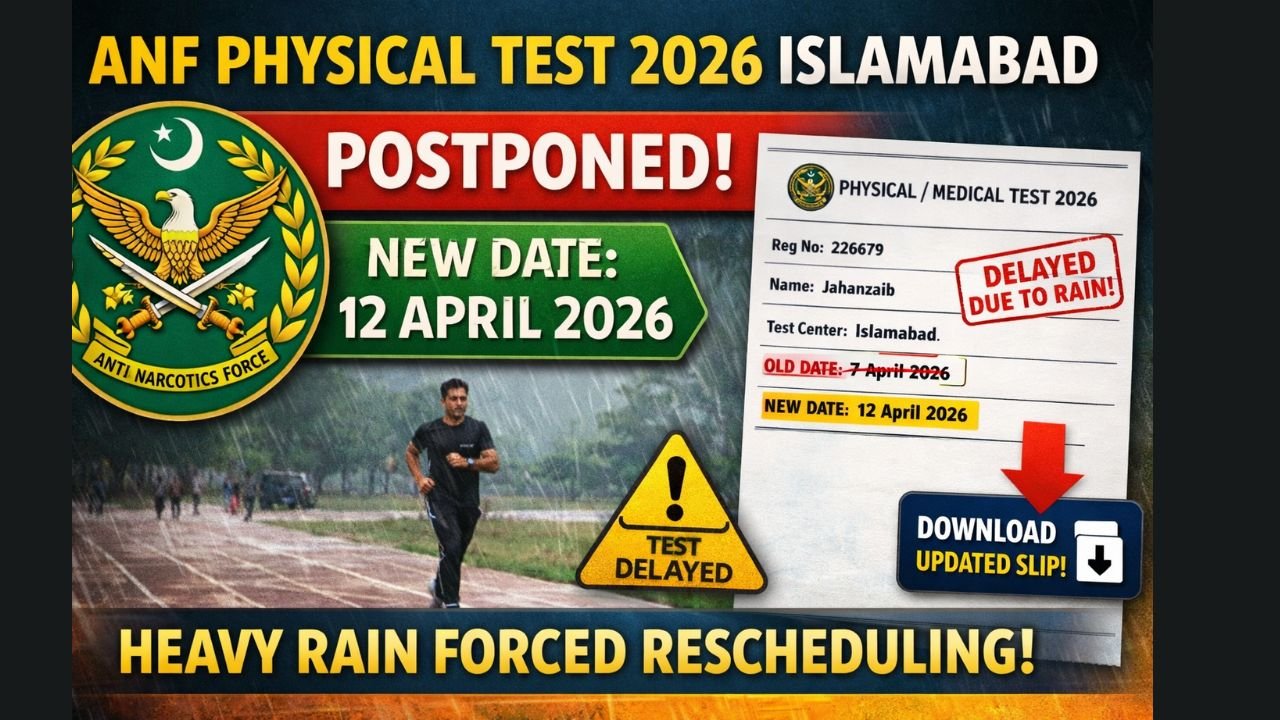 ANF Physical Test 2026 Islamabad Postponed Due to Rain